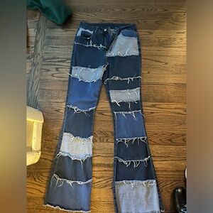 Flare patchwork jeans